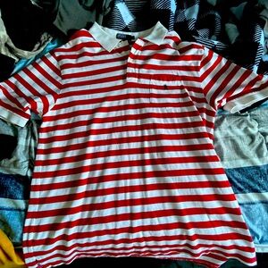 Red & White striped Polo